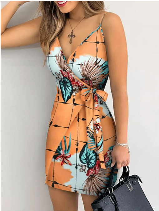 Coral Summer Wrap Dress - Modiva S My Store Coral Summer Wrap Dress