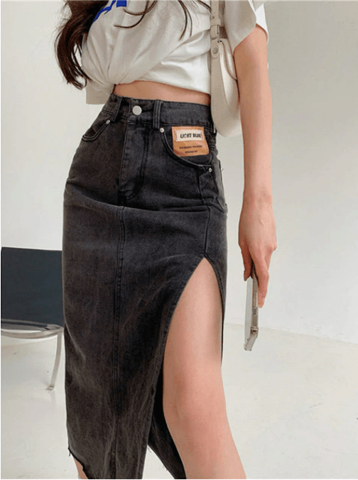 Denim Maxi Skirt - Modiva S / Black My Store Maxi Skirt Denim Maxi Skirt