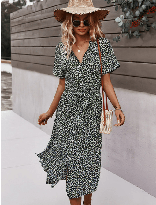 Summer Button-Up Maxi Dress - Modiva S / Black My Store Summer Button-Up Maxi Dress