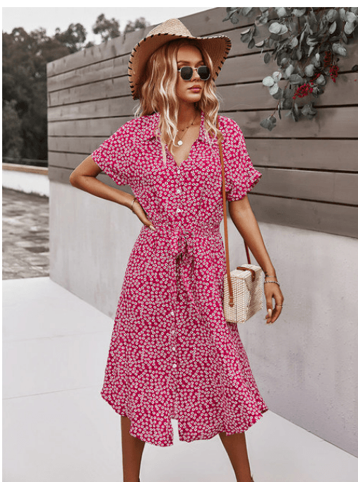 Summer Button-Up Maxi Dress - Modiva S / Red My Store Summer Button-Up Maxi Dress