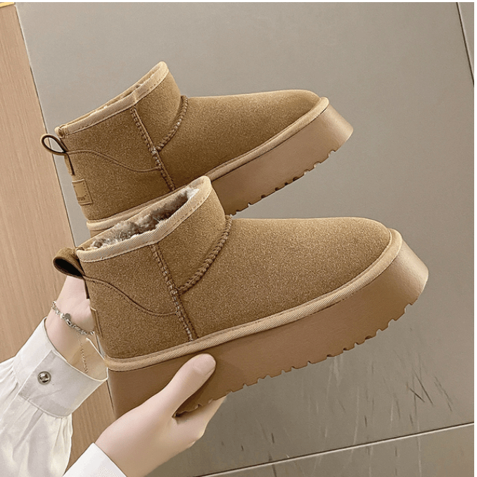 Platform Fur Suede Chelsea Boots - Modiva EU 35/ UK 2 / Brown My Store Platform Fur Suede Chelsea Boots