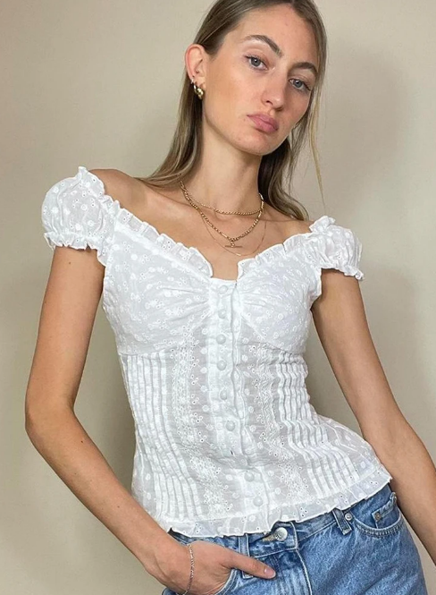 Short Sleeve Button Up Lace Top - Modiva My Store Short Sleeve Button Up Lace Top