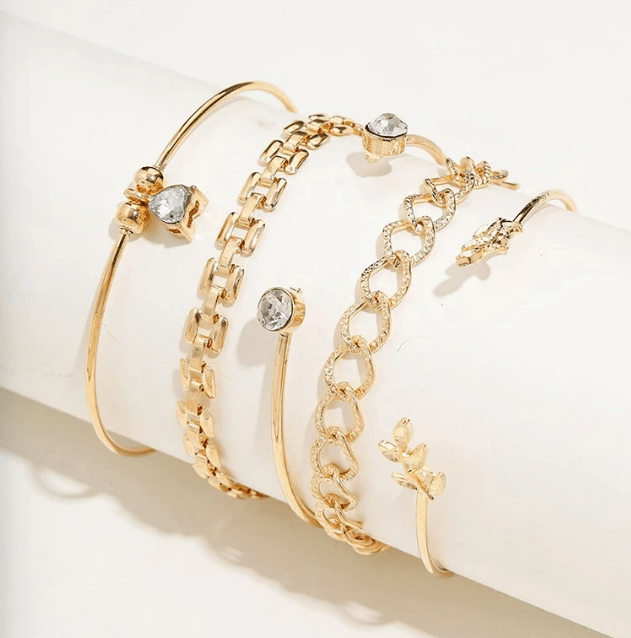 5 Pack Gold Bracelet Bangles - Modiva Modiva 5 Pack Gold Bracelet Bangles