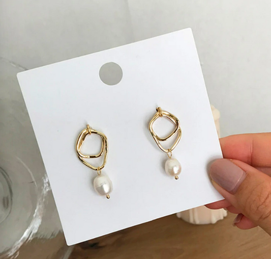 Gold Pearl Dangle Earrings - Modiva Modiva Gold Pearl Dangle Earrings