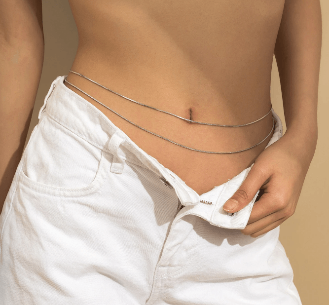 Simple Double Layer Belly Chain - Modiva Silver Modiva Simple Double Layer Belly Chain