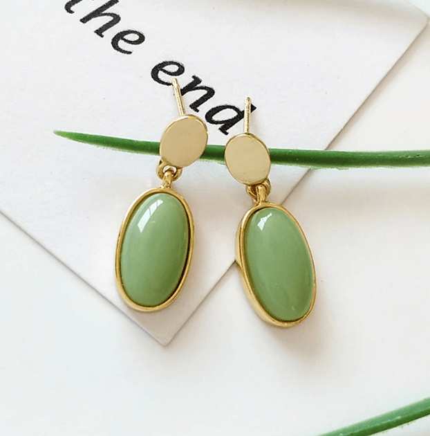 Small Oval Earrings - Modiva Green Modiva Small Oval Earrings