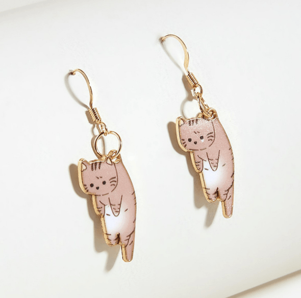 Kitten Dangle Earrings - Modiva Pink Glitter Modiva Kitten Dangle Earrings