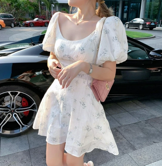 Elegant Puff Sleeve Midi Dress - Modiva Modiva Elegant Puff Sleeve Midi Dress