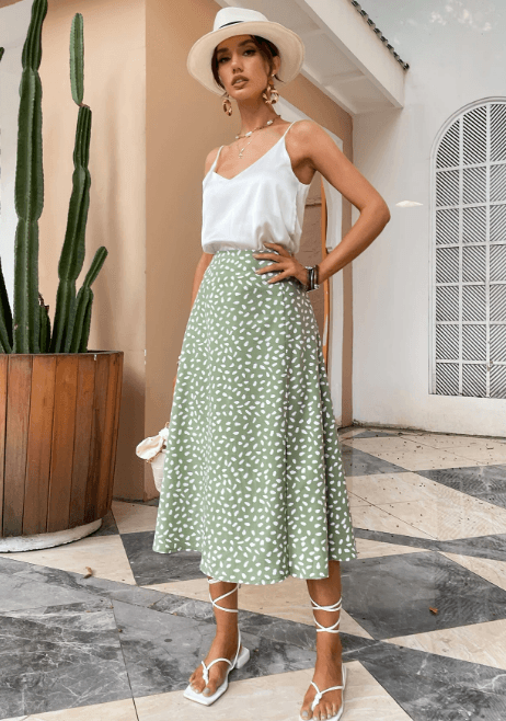 Green Slit Leg Maxi Skirt - Modiva Modiva Green Slit Leg Maxi Skirt