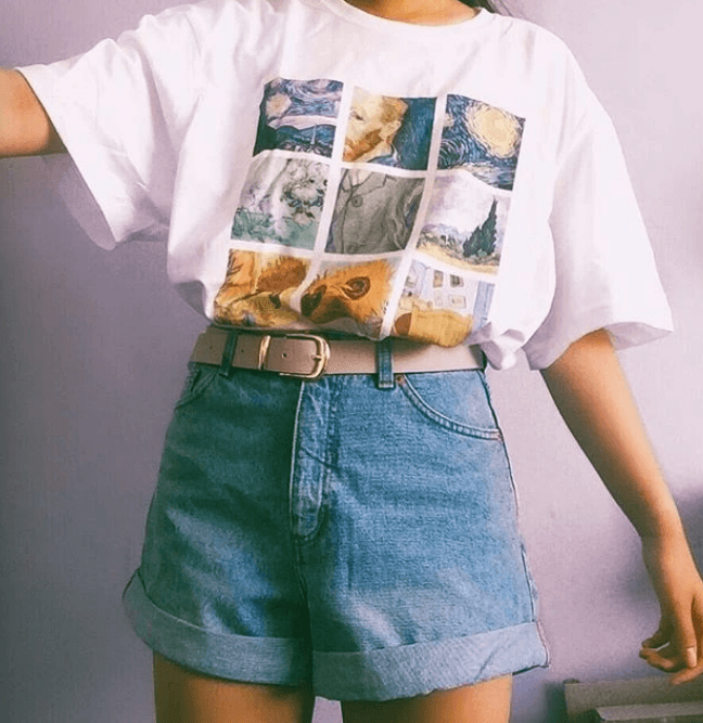 Van Gogh Vintage White-Tee - Modiva Modiva Van Gogh Vintage White-Tee