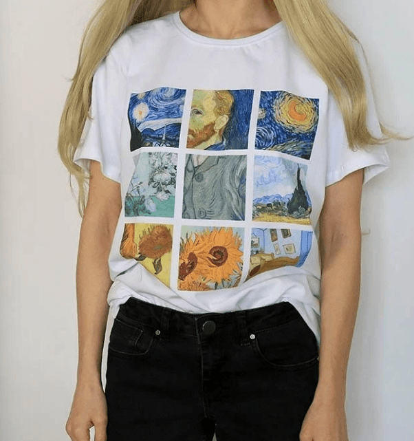 Van Gogh Vintage White-Tee - Modiva Modiva Van Gogh Vintage White-Tee