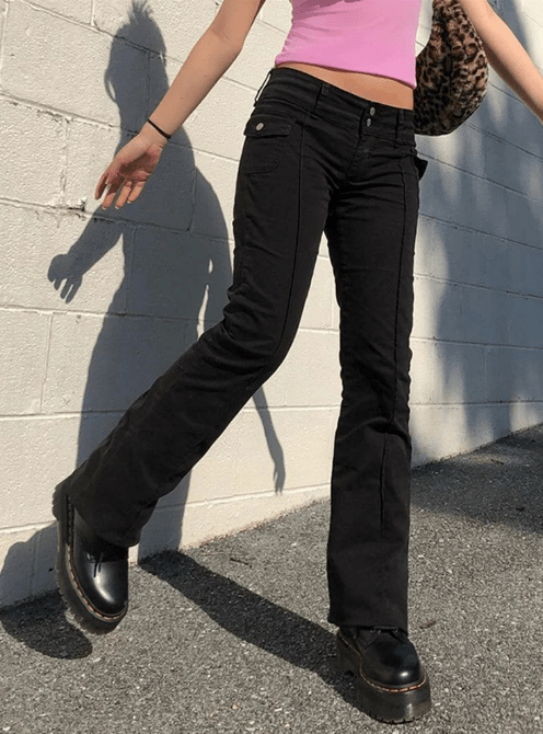 Low Waisted Vintage Y2k Pants - Modiva Modiva Low Waisted Vintage Y2k Pants