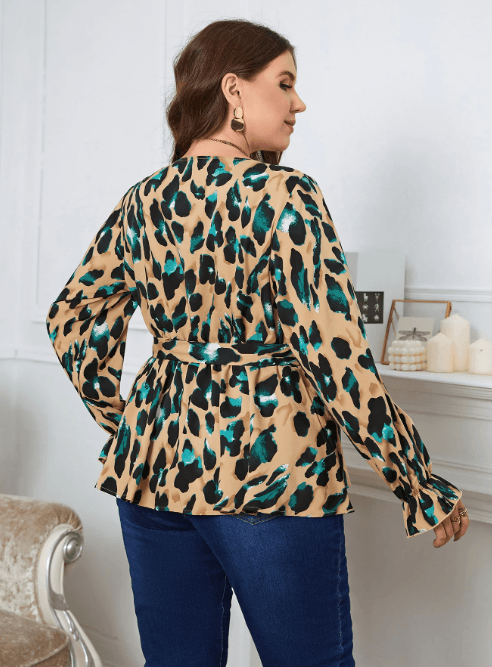 Plus Size Long Sleeve V-Neck Top - Modiva Modiva Plus Size Long Sleeve V-Neck Top