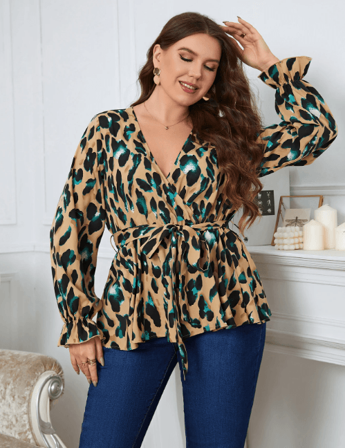 Plus Size Long Sleeve V-Neck Top - Modiva Modiva Plus Size Long Sleeve V-Neck Top