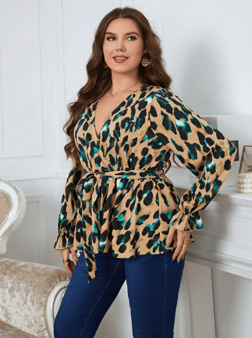 Plus Size Long Sleeve V-Neck Top - Modiva Modiva Plus Size Long Sleeve V-Neck Top