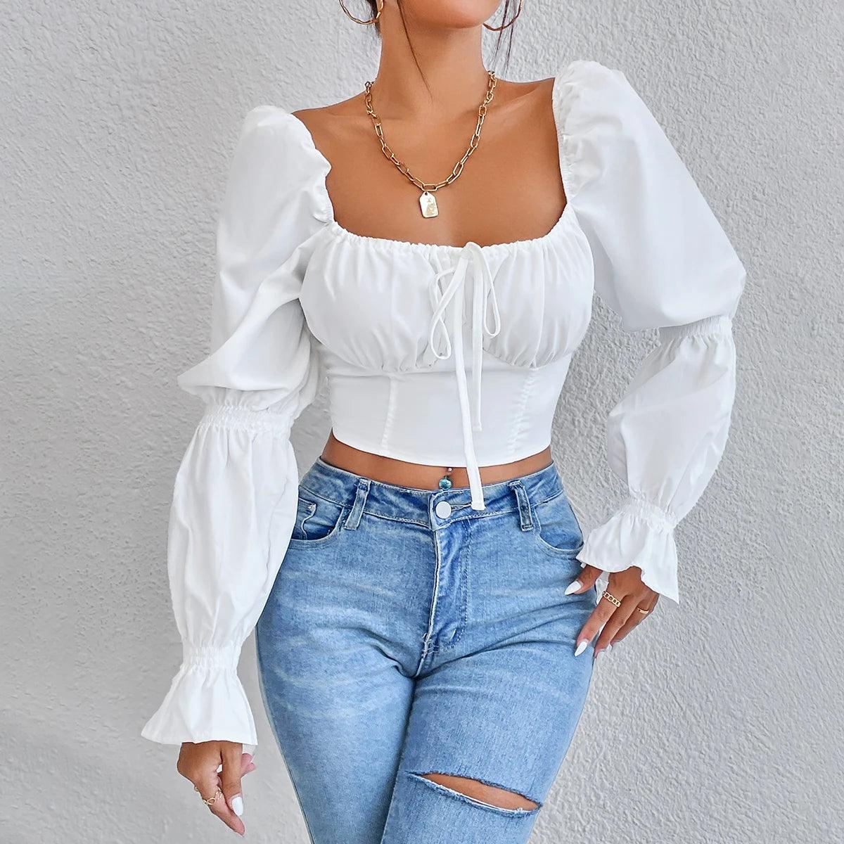 Long Sleeve Cropped Corset Top