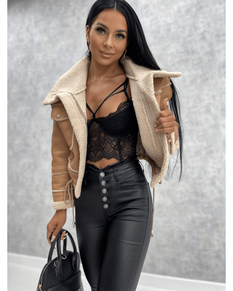 Faux Fur Leather Jacket - Modiva Modiva Faux Fur Leather Jacket