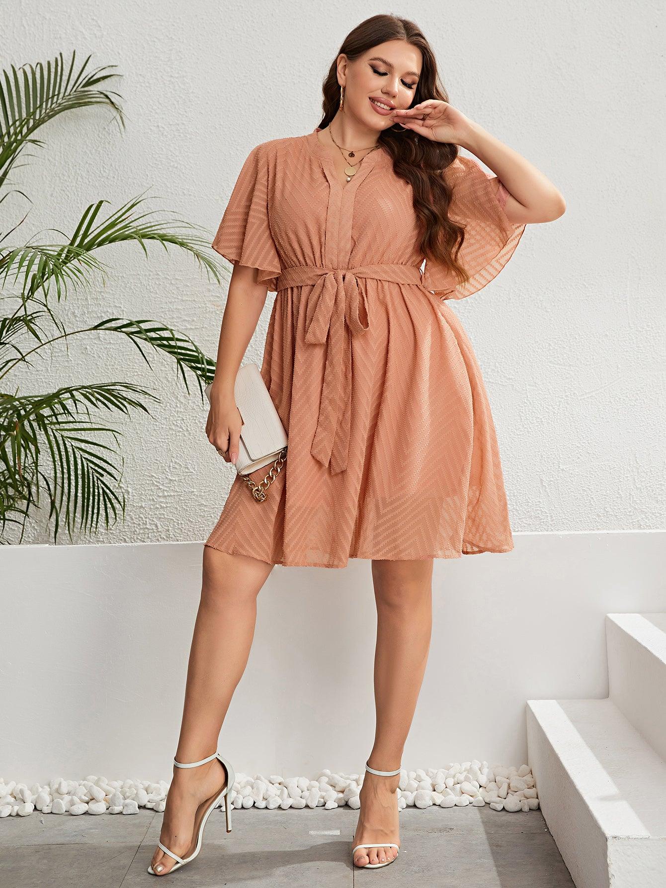 Plus Size Butterfly Sleeve Midi Dress - Modiva Modiva Plus Size Butterfly Sleeve Midi Dress