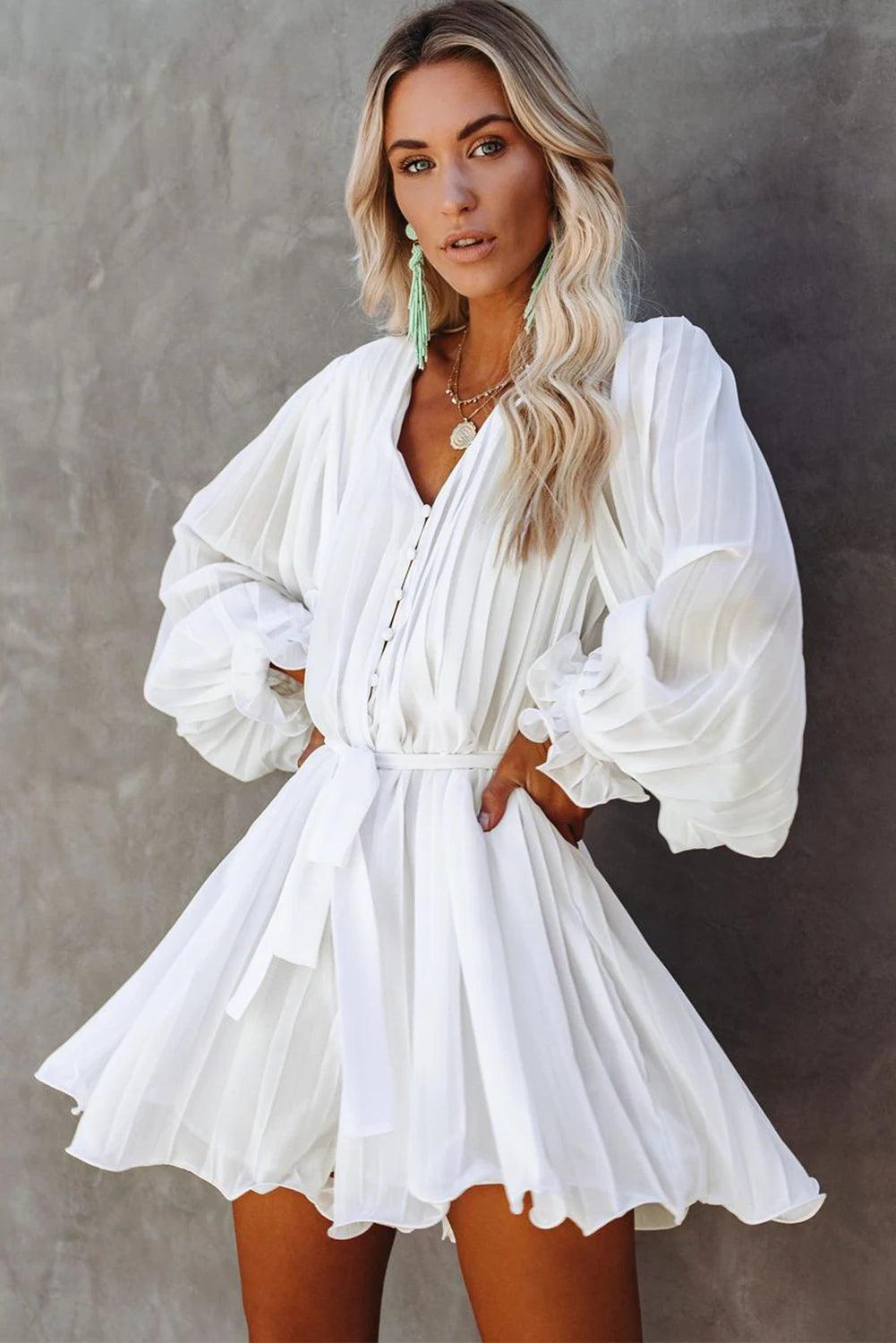 Chic White Ruffled Button Up Jumpsuit