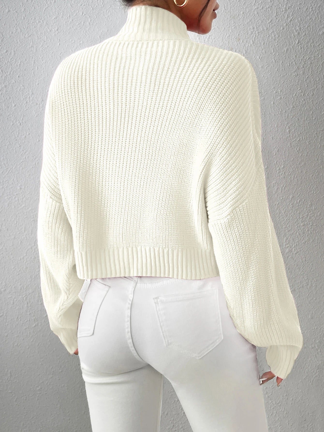 White Turtle Neck Knitted Sweater