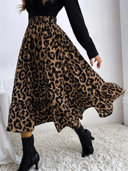 Ruched Waist Leopard Print Maxi Skirt - Modiva Modiva Ruched Waist Leopard Print Maxi Skirt