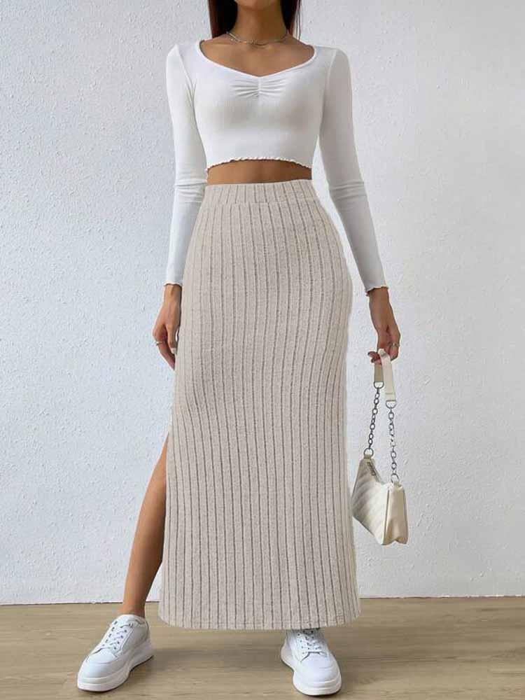 Maxi Ribbed Pencil Skirt - Modiva Modiva Maxi Ribbed Pencil Skirt