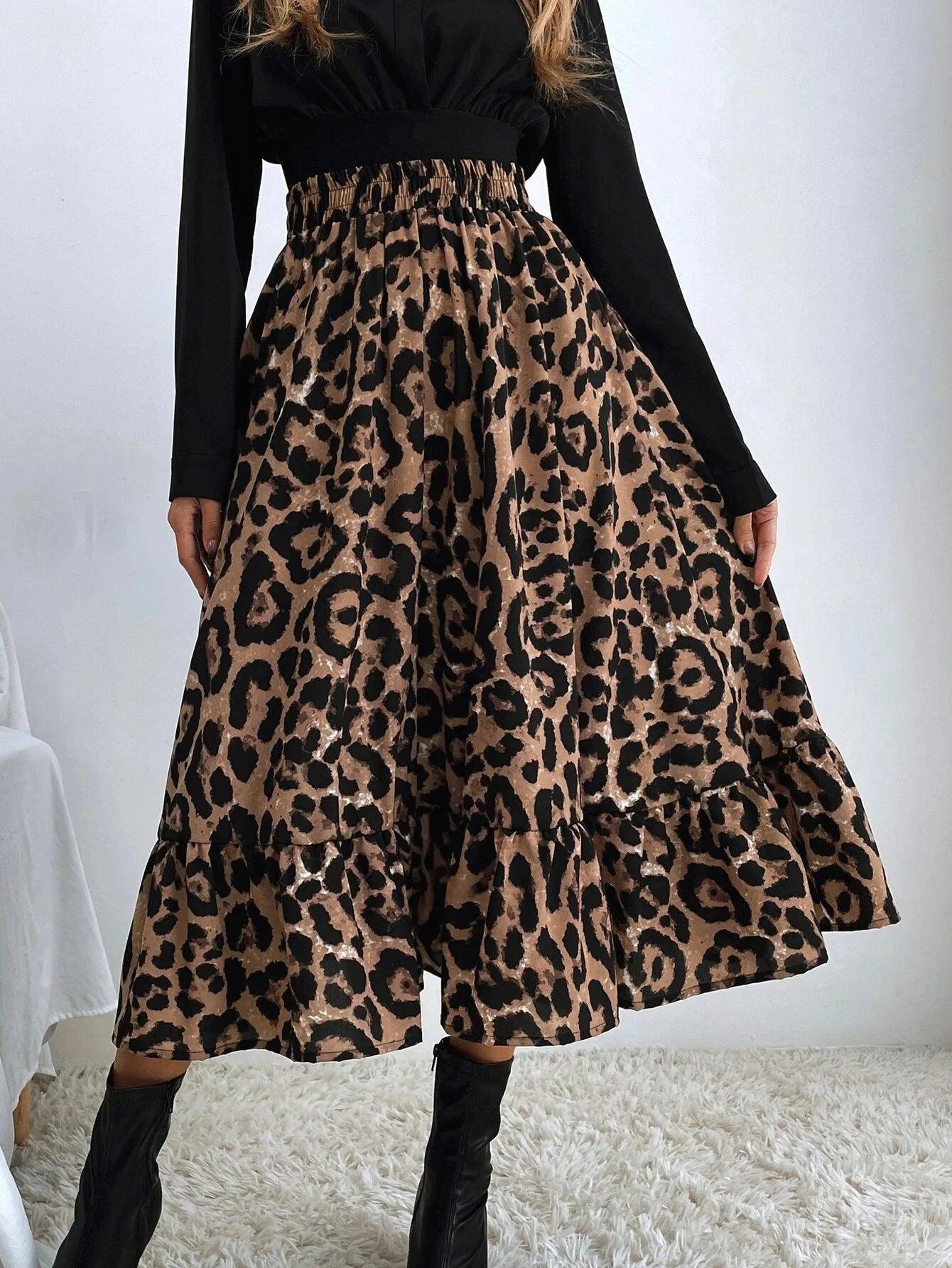 Ruched Waist Leopard Print Maxi Skirt - Modiva Modiva Ruched Waist Leopard Print Maxi Skirt