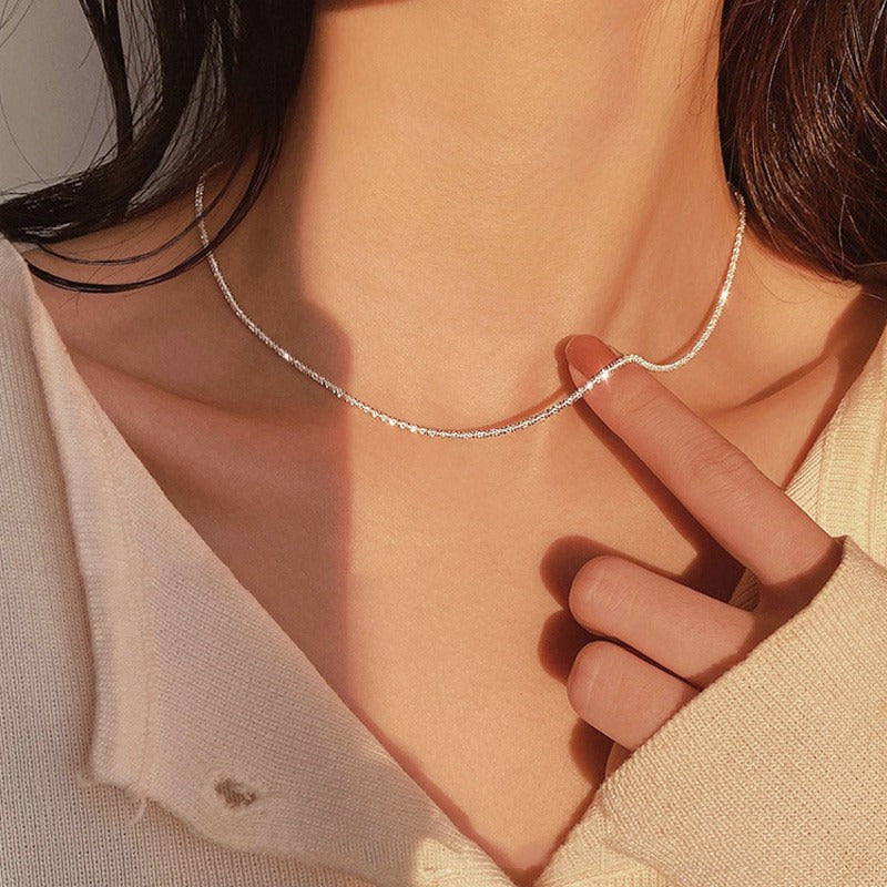 Thin Silver Dimond Necklace - Modiva Modiva Thin Silver Dimond Necklace