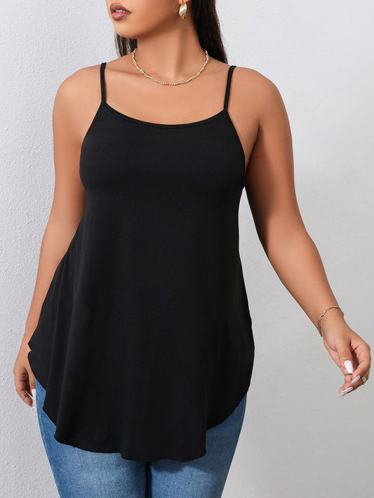 Plus Size Black Thin Strap Vest Top - Modiva Modiva Plus Size Black Thin Strap Vest Top