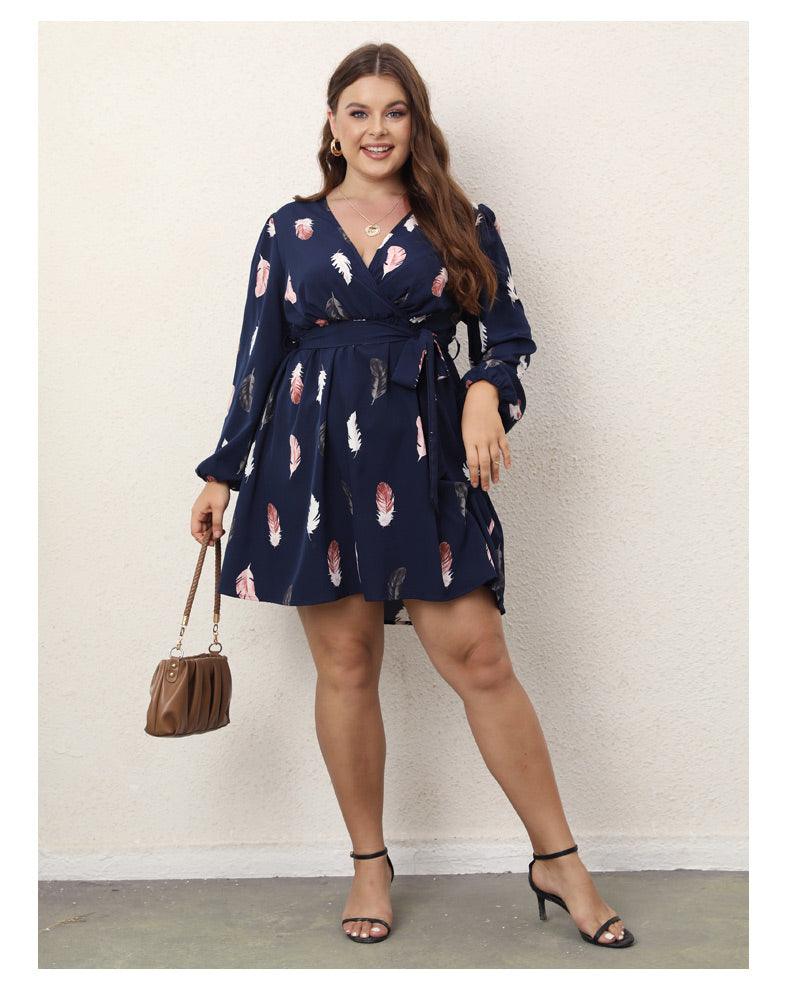 Plus Size Long Sleeve Wrap Dress - Modiva Modiva Plus Size Long Sleeve Wrap Dress