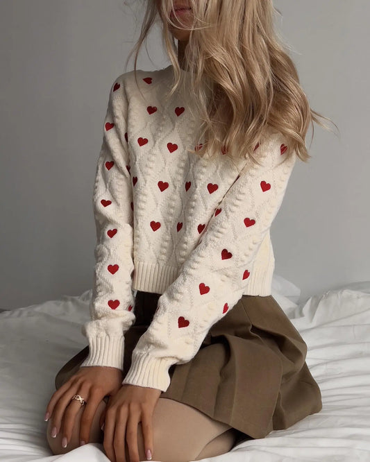 Small Heart Knitted Sweater - Modiva Modiva Small Heart Knitted Sweater