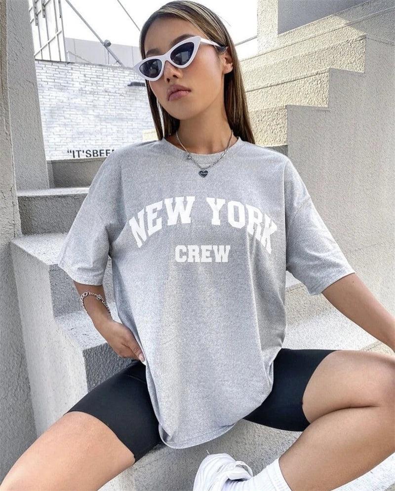 Oversized New York T-Shirt - Modiva S / Light Grey Modiva Oversized New York T-Shirt