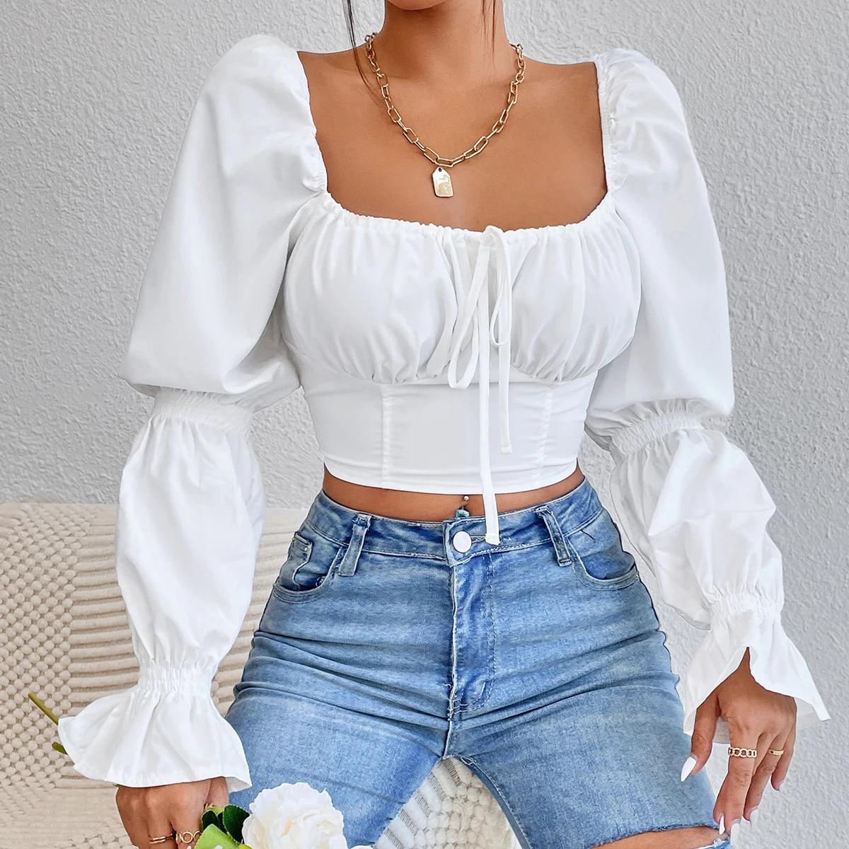 Long Sleeve Cropped Corset Top