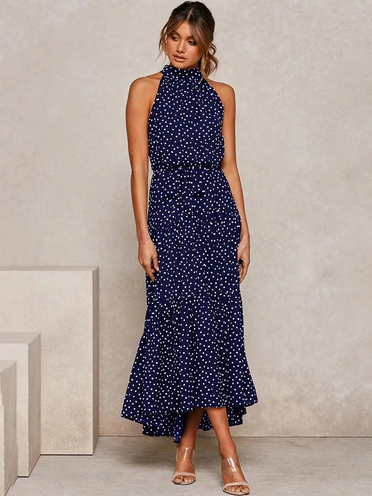 Polka-Dot Summer Dress - Modiva S / Dark Blue My Store Polka-Dot Summer Dress