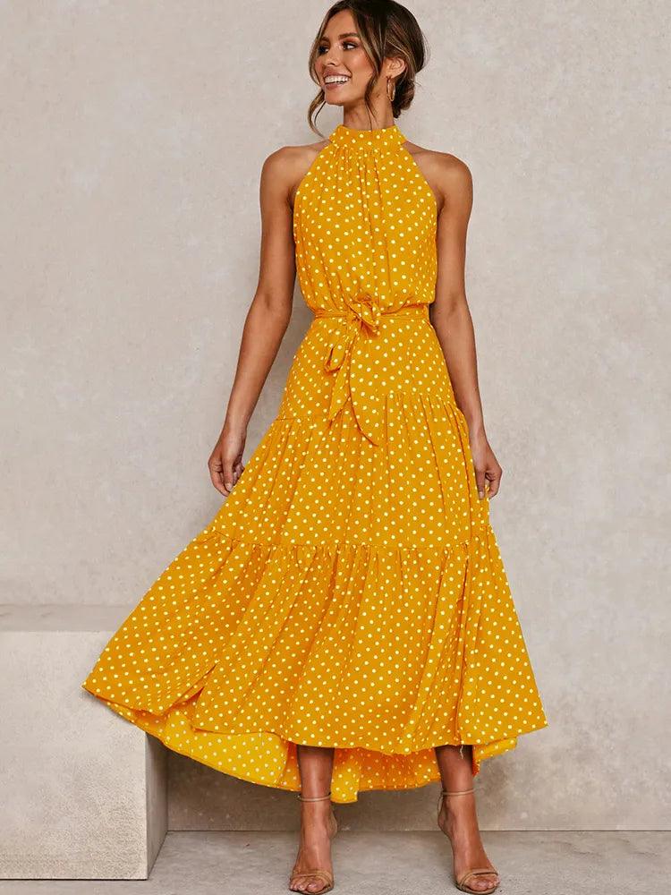 Polka-Dot Summer Dress - Modiva S / Yellow My Store Polka-Dot Summer Dress