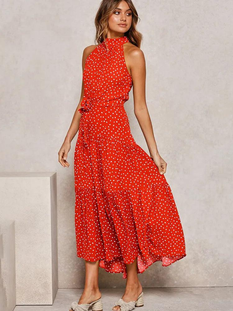 Polka-Dot Summer Dress - Modiva S / Orange My Store Polka-Dot Summer Dress