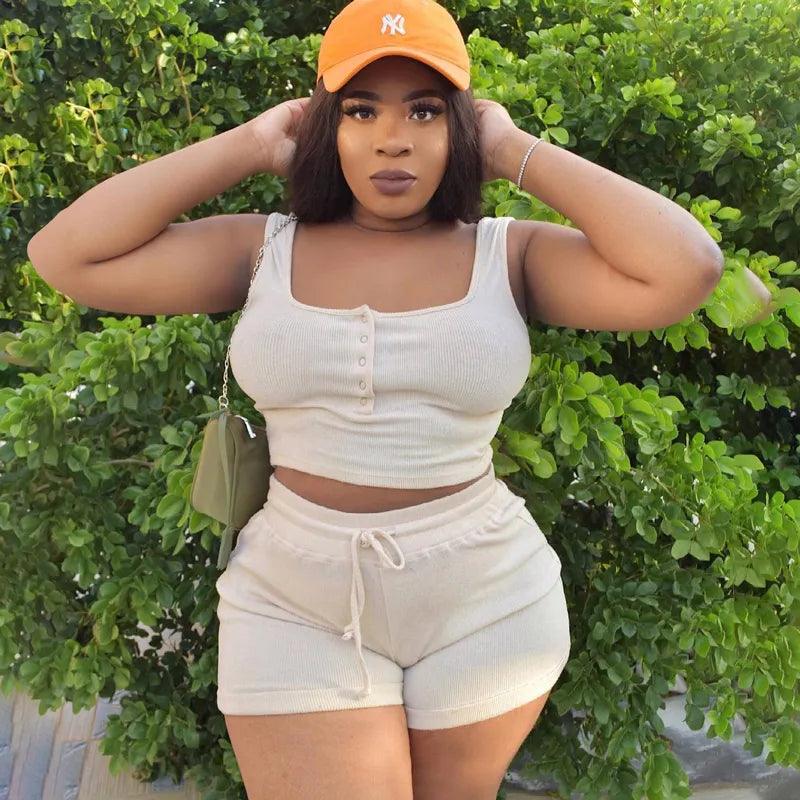 Plus Size Two-Piece Shorts - Modiva Modiva Plus Size Two-Piece Shorts