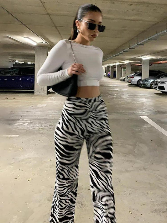 Zebra Print High Waisted Pants - Modiva Modiva Zebra Print High Waisted Pants